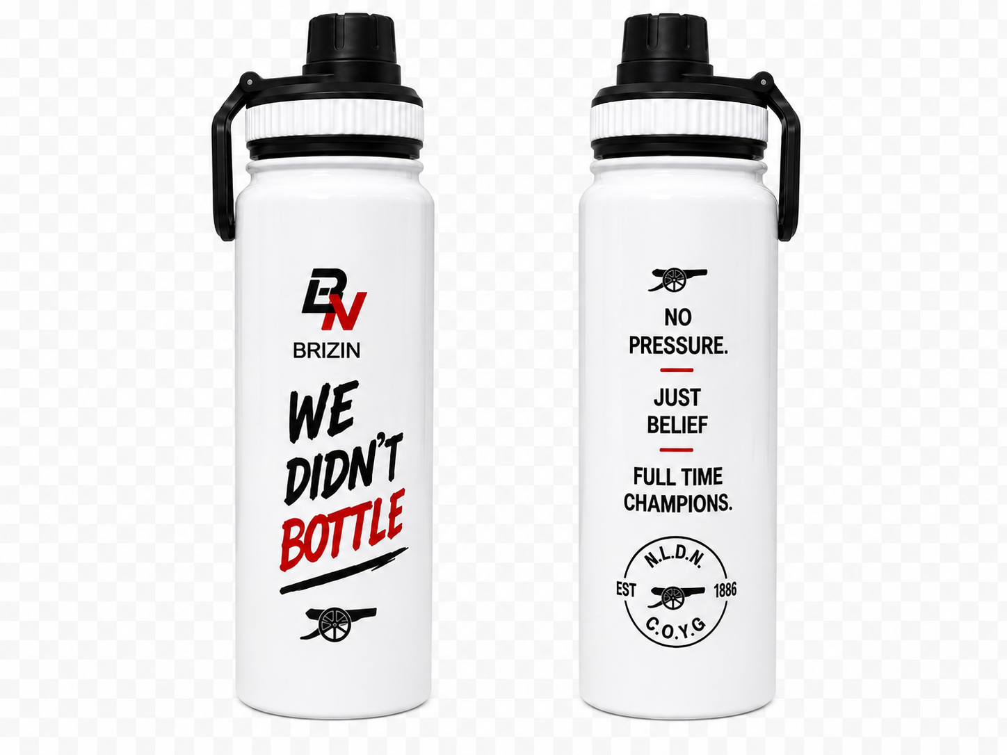 White BRIZIN signature flask, front and back view